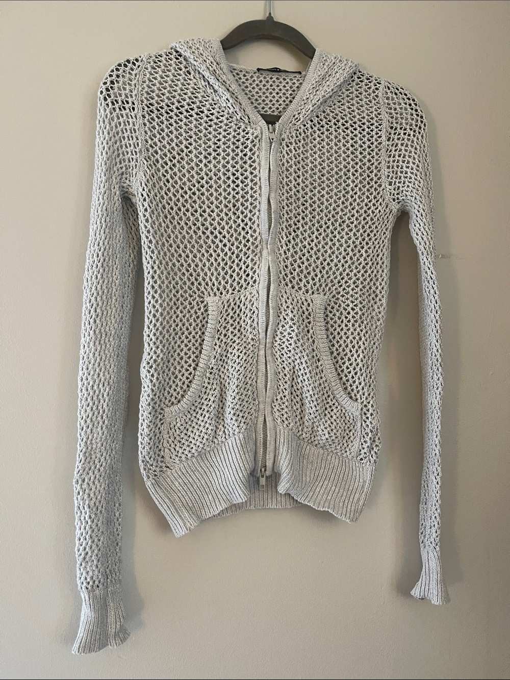 Brandy Melville Grey open knit hoodie